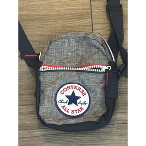 Converse All Star Mini Crossbody Bag Gray Red Zip Logo Patch Travel
